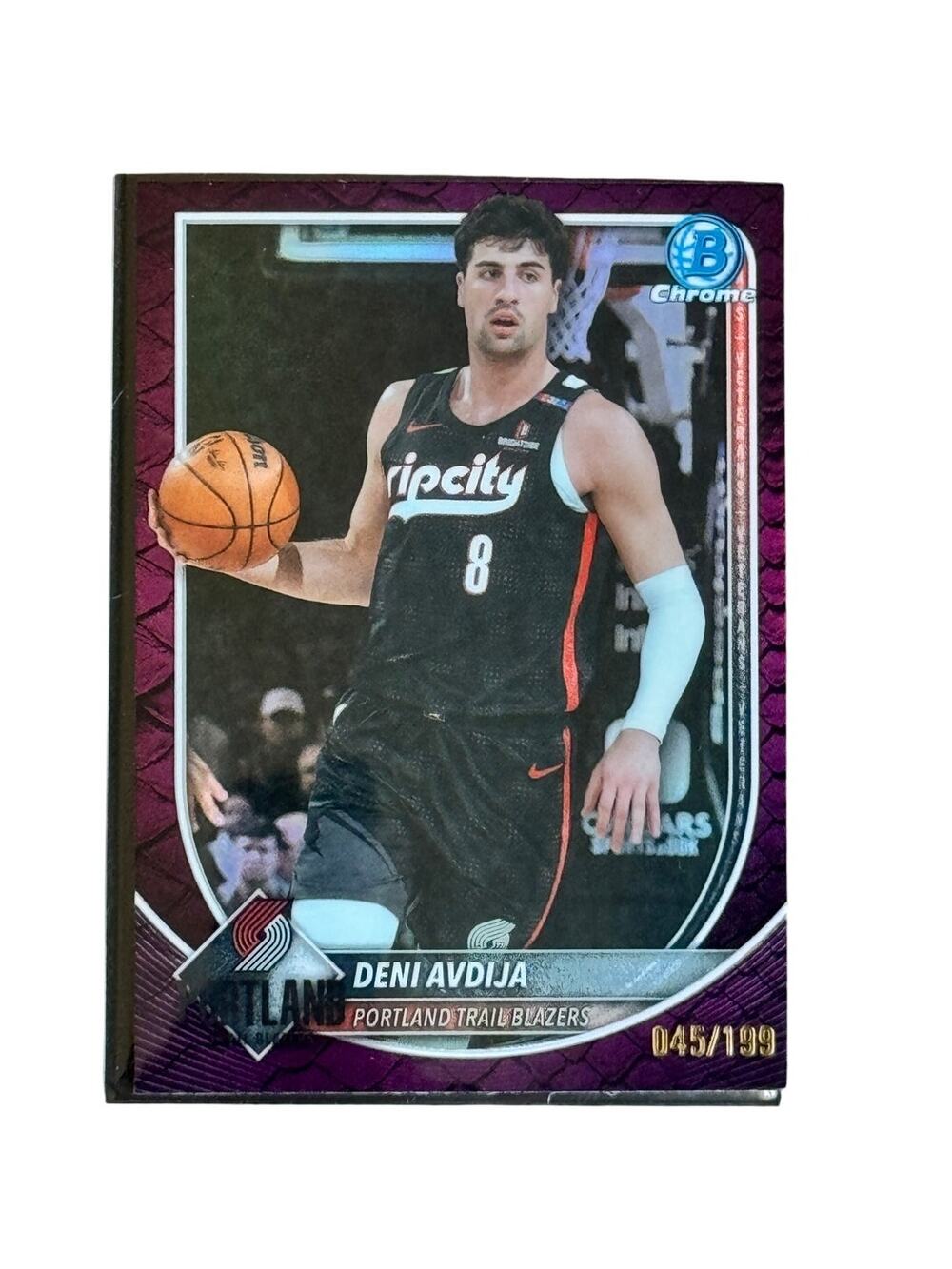 2025-2026 Deni Avdija Purple Refractor #045/199 Serial Numbered Trail Blazers